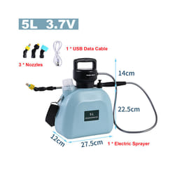 Electric Battery Sprayer Gardening Watering Flowers Can Agricultural Disinfecting 2000mAh Powerful Battery Spray - Blue-5L-3.7V