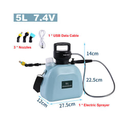 Electric Battery Sprayer Gardening Watering Flowers Can Agricultural Disinfecting 2000mAh Powerful Battery Spray - Blue-5L-7.4V