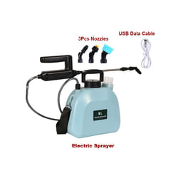 Electric Battery Sprayer With 3 Nozzles Small Spray Atomizing Spray Gun For Watering,Medicine Spraying,Disinfection Spraying - Blue-8L-7.4V