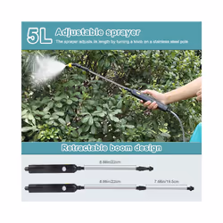 Battery Powered Garden Electric Sprayer with 3 Mist Nozzles 5L Lawn Water Sprayer Plant Mister USB Rechargeable Irrigation - Green