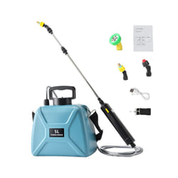 Battery Powered Garden Electric Sprayer with 3 Mist Nozzles 5L Lawn Water Sprayer Plant Mister USB Rechargeable Irrigation - Blue