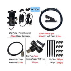 New Quiet Garden Water Mist Spray Electric Electric Diaphragm Pump Kit Greenhouse Irrigation Outdoor Misting Cooling System - DIY 20m slip