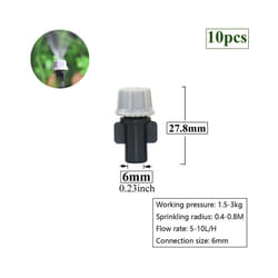 1/4 Inch Nozzle Dripper Watering Sprayer Misting Sprinkler With Hose Tee Barb thread Connector For Garden Atomizing System - B