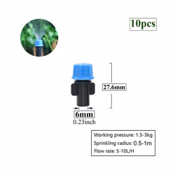 1/4 Inch Nozzle Dripper Watering Sprayer Misting Sprinkler With Hose Tee Barb thread Connector For Garden Atomizing System - ...