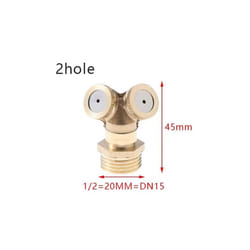 1/2" Misting Nozzle Brass Atomizing Spray Fitting Nebulizer Hose Connector Water Sprinklers Heads Adjustable Garden Irrigation - 2hole Male
