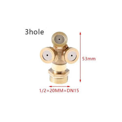 1/2" Misting Nozzle Brass Atomizing Spray Fitting Nebulizer Hose Connector Water Sprinklers Heads Adjustable Garden Irrigation - 3hole Male