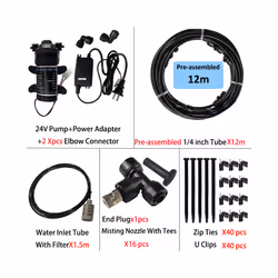 New Quiet Garden Water Mist Spray Electric Electric Diaphragm Pump Kit Greenhouse Irrigation Outdoor Misting Cooling System - ...