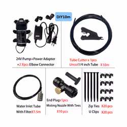 New Quiet Garden Water Mist Spray Electric Electric Diaphragm Pump Kit Greenhouse Irrigation Outdoor Misting Cooling System - ...