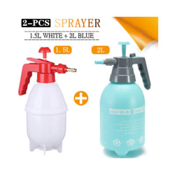 2-Piece Hand Pressure Water Sprayer Trigger Air Pump Garden Disinfection Sprayers Spray Bottle Car Cleaning Sprayer Watering - 1.5L White-2L Blue