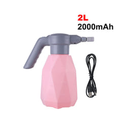 Electric Mist Spray Bottle Automatic Garden Watering Can Adjustable Water Sprayer - Pink 2L