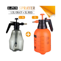 2-Piece Hand Pressure Water Sprayer Trigger Air Pump Garden Disinfection Sprayers Spray Bottle Car Cleaning Sprayer Watering - 1.5L Gray-3L Red