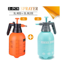 2-Piece Hand Pressure Water Sprayer Trigger Air Pump Garden Disinfection Sprayers Spray Bottle Car Cleaning Sprayer Watering - 2L Red-2L Blue