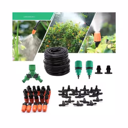 1 Set Dual-Channel Drip Irrigation Kit, Garden Nozzle Durable Automatic Watering Set Drip Irrigation Sprinkler System - 66pcs