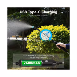 Portable Electric Gardening Sprayer Irrigation Tool USB  Rechargeable Telescopic Handle with 3 Nozzles for Yard Plant - 5 meters 5 in 1