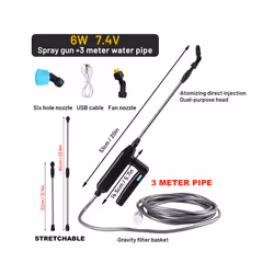 USB Rechargeable Electric Garden Sprayer Gun Automatic Atomization High Pressure Adjustable Lawn Watering Tools With Hose - 6 ...