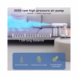 New Handheld Atomizer Spray Gun  Mist Sprayer Sanitizer Machine Cordless Electric Rechargeable ULV Fogger For Office Garden - white
