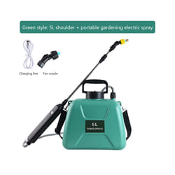 5L Electric Sprayer USB Rechargeable Mist Sprayer Watering Can with Spray Gun Plants Sprinkler Irrigation Garden Spray Bottles - 5L Green