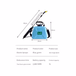 5L Agricultural Electric Sprayer Garden Automatic Atomization Sprayer USB Rechargeable Garden Irrigation Tools - Blue