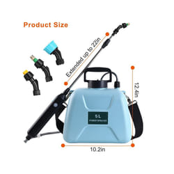 Electric Sprayer 5L Watering Can With Spray Gun Automatic Garden Plant Mister USB Rechargeable Irrigation Tool - Blue