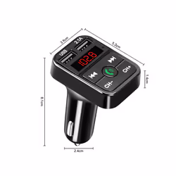 Podofo Wireless Bluetooth 5.0 Car Fm Transmitter Radio Handsfree Dual Usb Charger Adapter Digital Display Aux FM Modulator