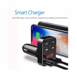 Podofo Wireless Bluetooth 5.0 Car Fm Transmitter Radio Handsfree Dual Usb Charger Adapter Digital Display Aux FM Modulator