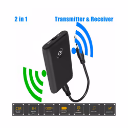 2 in 1 Wireless Bluetooth-compatible 5.0 Transmitter Receiver Chargable for TV PC Car Speaker 3.5mm AUX Hifi Music Audio