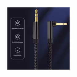 3.5mm elbow Aux Speaker Cable 3.5mm Jack Audio Cable For Car Headphone Speaker Aux Cord Male To Male Adapter For Samsung - Black, 3m