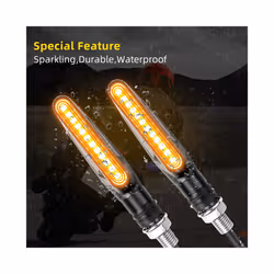 Motorcycle Led Turn Signals Directional Indicators Flashing Rear Tail Brake Flasher Light Stop Signal Light Motorcycle DRL - 2PCS Flowing Yellow