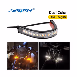 1Pc Universal LED Motorcycle Turn Signal Light & DRL Amber White Moto Flasher Ring Fork Strip Lamp Flashing blinker 12V