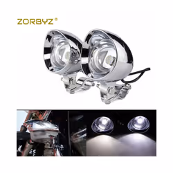 1 Set Motorcycle Chrome LED  Bullet Passing Spot Fog Light  With Roll Cage Guard Bar Tube Mount Bracket Clamp