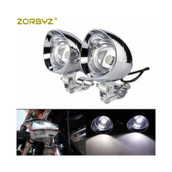 1 Set Motorcycle Chrome LED  Bullet Passing Spot Fog Light  With Roll Cage Guard Bar Tube Mount Bracket Clamp