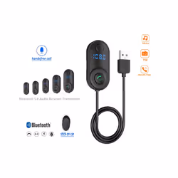 USB Car Bluetooth-compatible 5.0 Receiver Player Adapter Audio Converter LED Digital Display Handsfree Wireless Adapter