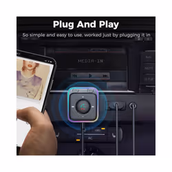 Bluetooth-compatible 5.3 AUX Adapter Enhanced Wireless Receiver Dual Mics Audio Transmitter Noise Cancellation for Auto