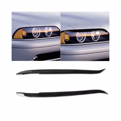 For BMW 5 Series E39 1995-2003 Glossy Piano Black Headlight Eyelid Eyebrow Trim Direct Replacement Car Accessories