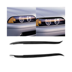 For BMW 5 Series E39 1995-2003 Glossy Piano Black Headlight Eyelid Eyebrow Trim Direct Replacement Car Accessories