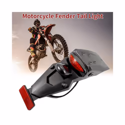 Motorcycle Fender Tail Light 12V Rear Fender LED Tail Light Brake Stop Lamp License Plate Light for Off-Road Motorcycle