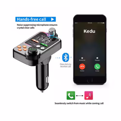 Car FM Transmitter Modulator Bluetooth 5.0 FM Transmiter 3.1A Dual USB Port PD Charging Handsfree Car Kit Wireless Aux Audio