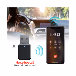 Bluetooth-compatible 5.1 Audio Receiver Dual Output AUX USB Stereo Car Hands-free Call Built-in Microphone Mic Wireless