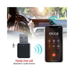 Bluetooth-compatible 5.1 Audio Receiver Dual Output AUX USB Stereo Car Hands-free Call Built-in Microphone Mic Wireless