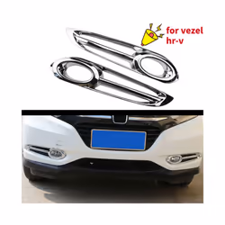 2 PCS Front Bumper Grill Fog Light Cover Grille Trim for Honda HR-V HRV Vezel 2014-2020 ABS Chrome Trim Foglight Protector