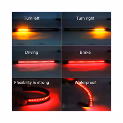 1 set Flexible 48 LED Motorcycle Light Bar Strip Tail Turn Signal Tail Rear Brake Stop Bulb Lamp Brake Light 12V