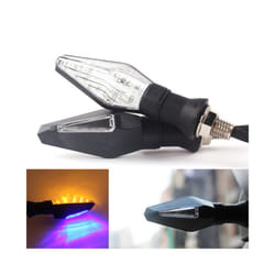 1PC Universal 12LED Amber+Blue Double Color Motorcycle Turn Signal Indicator Light Blinker for Motorcycle Motorbike Off
