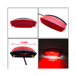 12V Motorcycle License Plate Light Red Tail Rear Light Brake Stop Lamp
