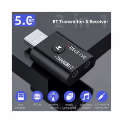 2 In 1 USB Wireless Adapter BT-Compatib 5.0 Transmitter Receiver 3.5mm USB Aux Adapter For Home Car Music System