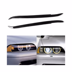 For BMW 5 Series E39 1995-2003 Piano Black Glossy Front Headlight Eyebrow Decorative Frame For Headlight