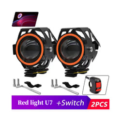 Waterproof Motorcycle LED Headlight 3000LMW U7 Motorbike LED Driving Fog Spot Light with Switch - 2Pcs Red light