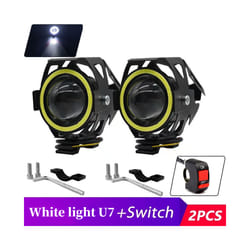 Waterproof Motorcycle LED Headlight 3000LMW U7 Motorbike LED Driving Fog Spot Light with Switch - 2Pcs White light