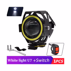 Waterproof Motorcycle LED Headlight 3000LMW U7 Motorbike LED Driving Fog Spot Light with Switch - 1Pcs White light