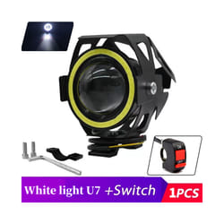 Waterproof Motorcycle LED Headlight 3000LMW U7 Motorbike LED Driving Fog Spot Light with Switch - 1Pcs White light