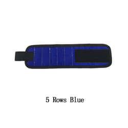 Magnetic Wrist with Strong Holds Screws Nails Drill Bit Storage Organizer Support Band Repair Magnetic Tools Bag Bracelet - Five Rows Blue
